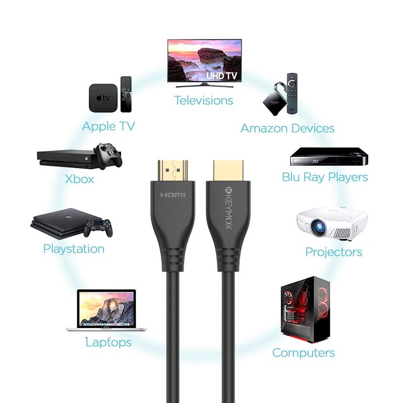 Keymox 8K HDMI Cable 10ft KEYMOX HDMI 2.1 Cable, 48Gbps Ultra HD High Speed, Support 4K@120Hz & 8K@60Hz, Dynamic HDR,eARC/Ethernet, Compatible with Apple TV,Nintendo Switch,Roku,Xbox Series X/S,PS5,Blu-ray - Image 5